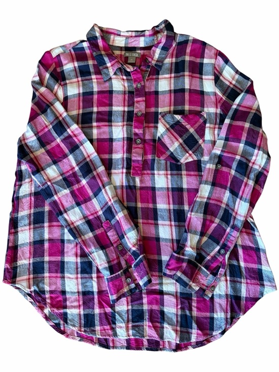 Falls Creek Tops - Falls Creek | Pink Black White Plaid Quarter-Button Shirt
